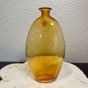 Amici Art Glass Goldenrod Amber Bubble Bud Vase~Made in Italy